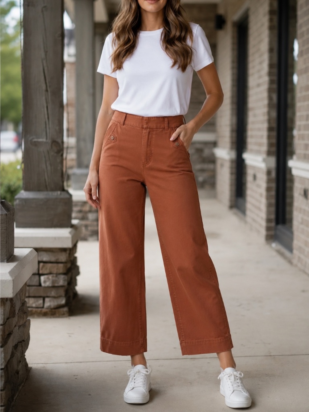 Spanx Stretch Twill Pants in Rust